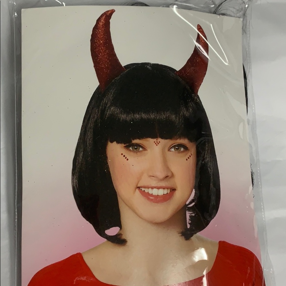 5/$30! MIX & MATCH! Icing DEVIL HORNS BLACK WIG Costume Accessory!